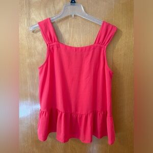 LOFT Pink Sleeveless Ruffled Peplum Top